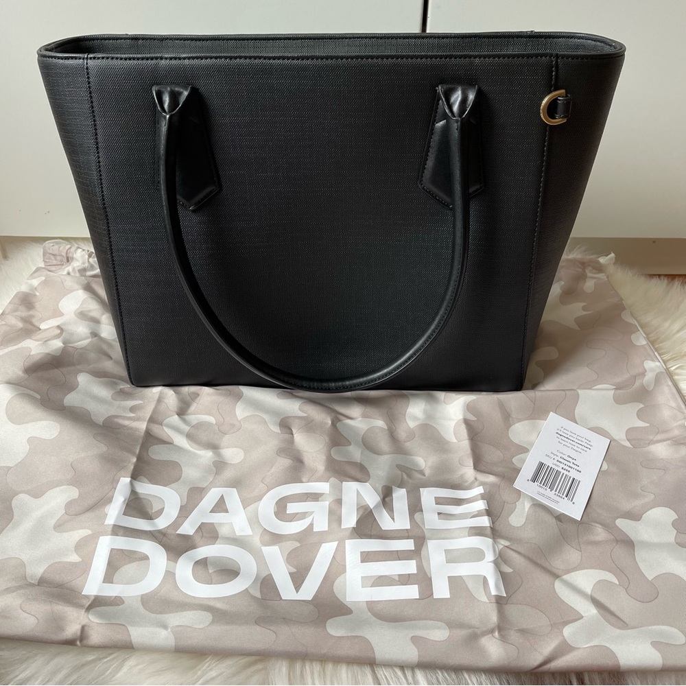Dagne Dover Signature Tote Classic Onyx Black Gold 13” Laptop Work Travel Bag